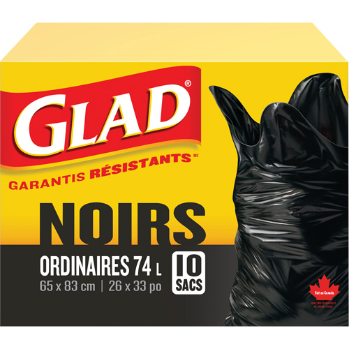 74L Garbage Bags, Regular, 26" W x 33" L, Black Nuna Depot Inc.