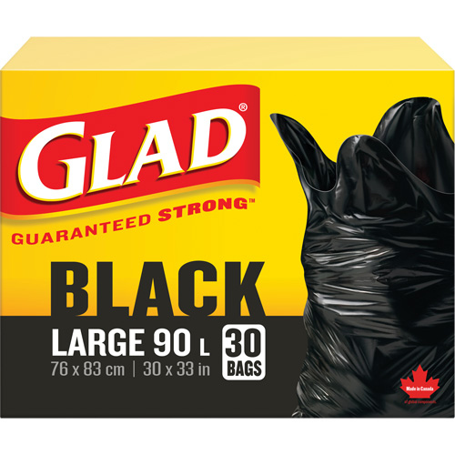 90L Garbage Bags, Regular, 30" W x 33" L, Black Nuna Depot Inc.