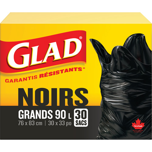 90L Garbage Bags, Regular, 30" W x 33" L, Black Nuna Depot Inc.