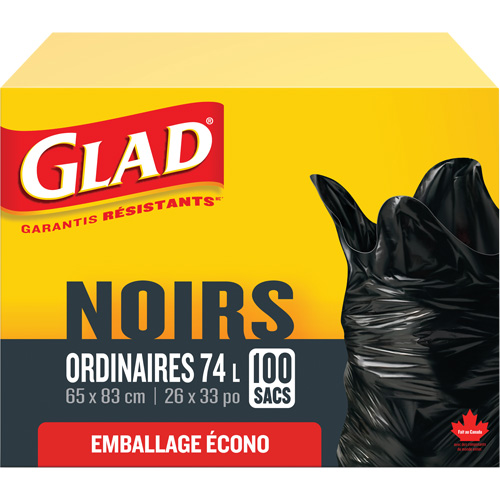 Sacs &agrave; ordures 74 L, R&eacute;gulier, 26" la x 33" lo, Noir Nuna Depot Inc.