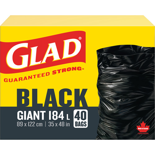 Sacs &agrave; ordures 184 L, R&eacute;gulier, 35" la x 48" lo, Noir Nuna Depot Inc.