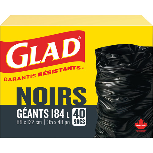 Sacs &agrave; ordures 184 L, R&eacute;gulier, 35" la x 48" lo, Noir Nuna Depot Inc.