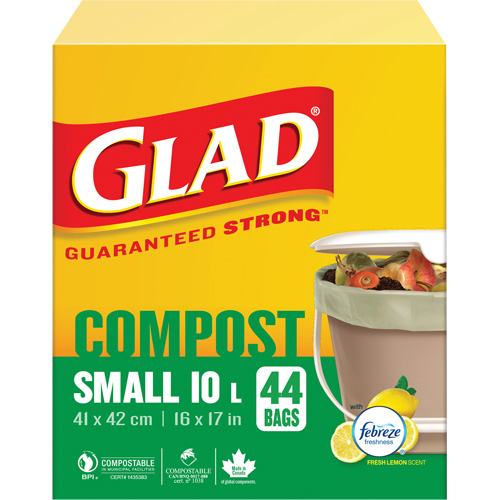 Small Compostable Bags, Regular, 17" L x 16" W, Brown, 10 L (3 Gal.) Capacity Nuna Depot Inc.