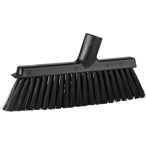 Dustpan Broom with Angled Thread, Medium Bristles, 10", Polyester, Black Nuna Depot Inc.
