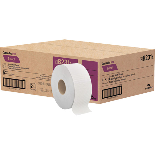 Papier toilette Pro Select, Rouleau G&eacute;ant, 2 Pli, Longueur 750', Blanc Nuna Depot Inc.