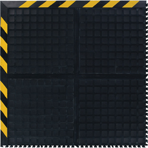 Hog Heaven&reg; Modular Tile 18"  - Corner, Corrugated, 3-1/3' x 3-1/3' x 3/4", Black/Yellow, Nitrile Nuna Depot Inc.