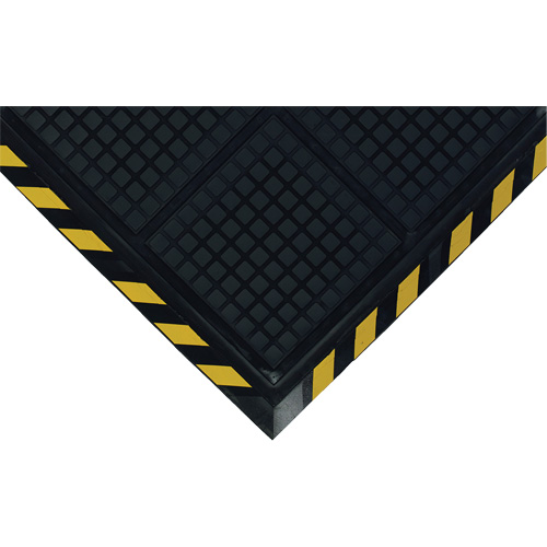 Tapis de poste de travail Hog Heaven Comfort, Ondul&eacute;, 3-3/5' x 3-3/5' x 3/4", Noir/Jaune, Nitrile Nuna Depot Inc.