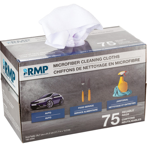 Chiffons lavables pour le nettoyage, Microfibre, Blanc Nuna Depot Inc.