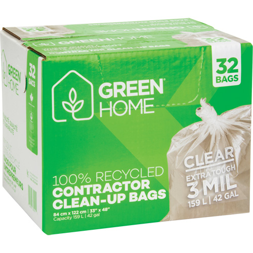 Green Home Garbage Bags, Strong, 33" W x 48" L, 3 mils, Clear, 159 L (42 Gal.) Capacity Nuna Depot Inc.