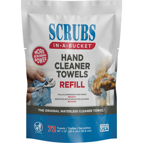Recharge d'essuie-mains nettoyants, 72 lingettes, 10" x 12" Nuna Depot Inc.
