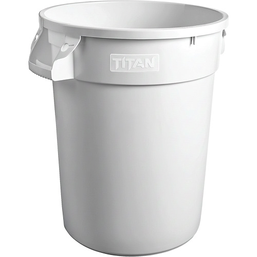 White Titan Heavy-Duty Garbage Container, Plastic, 32 US gal. Nuna Depot Inc.