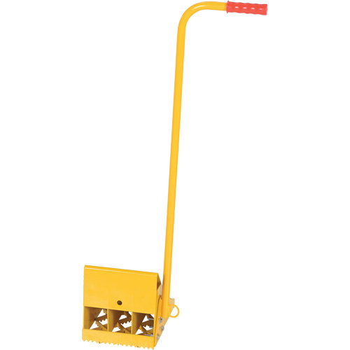 Cale de roue avec poign&eacute;e ergonomique, Acier, Jaune, 8" la x 10-3/4" p x 9-1/8" h Nuna Depot Inc.