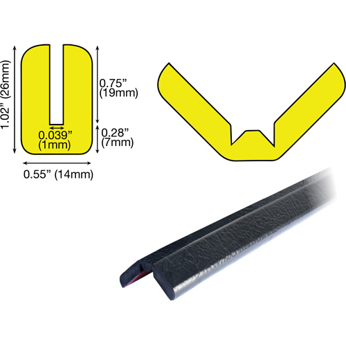W Profile 1M Edge Protection Bumper Guard, 3.25' (0.99 m) Long Nuna Depot Inc.