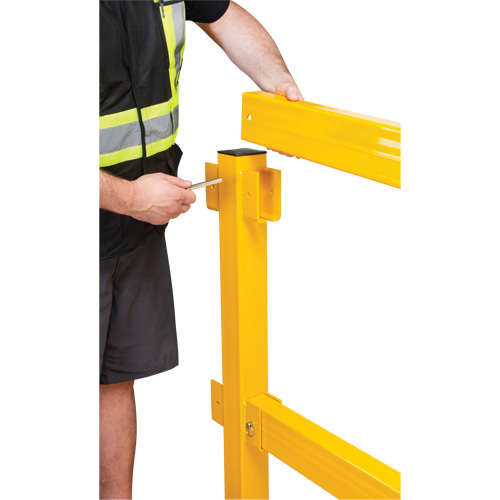 End Post for Light-Duty Guard Rails, Steel, 42" H, Safety Yellow Nuna Depot Inc.