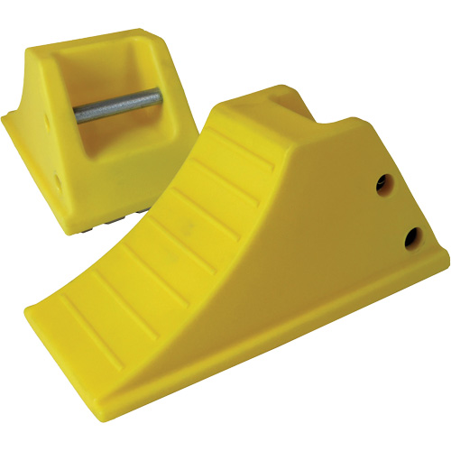 40 Ton Large Equipment Wheel Chock with Grip Pads, Urethane, Yellow Nuna Depot Inc.