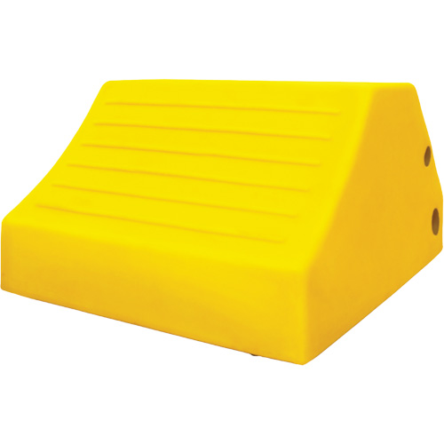 165 Ton Large Equipment Wheel Chock with Handle & Hole, Urethane, Yellow Nuna Depot Inc.