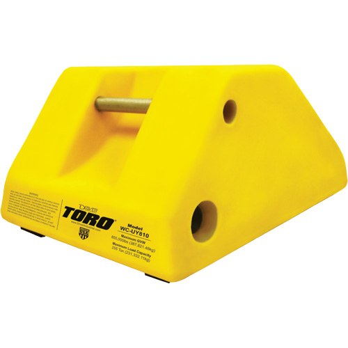 255 Ton Large Equipment Wheel Chock with Handle & Hole, Urethane, Yellow Nuna Depot Inc.