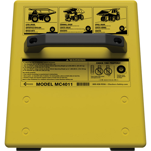 Cale de roue ultra-robuste pour l'exploitation mini&egrave;re Checkers Safety sans support, PEHD, Jaune, 14-1/2" la x 17-1/2" p x 16" h Nuna Depot Inc.