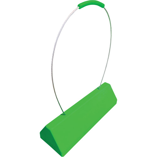 Cale de roue pour avion Checkers Safety SafeRay avec poign&eacute;e &agrave; c&acirc;ble ergonomique, Ur&eacute;thane, Vert fluorescent, 24" la x 8" p x 6" h Nuna Depot Inc.