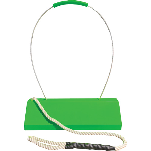 Cale de roue pour avion Checkers Safety SafeRay avec poign&eacute;e ergonomique &agrave; cordage en boucle, Ur&eacute;thane, Vert fluorescent, 24" la x 8" p x 6" h Nuna Depot Inc.