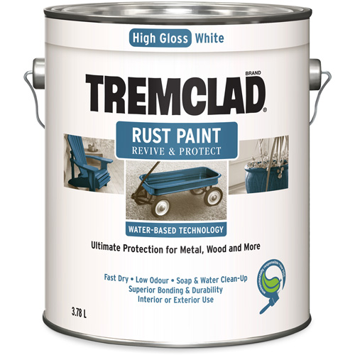 Tremclad&reg; Water-Based Rust Paint, 3.78 L, Gallon, White Nuna Depot Inc.