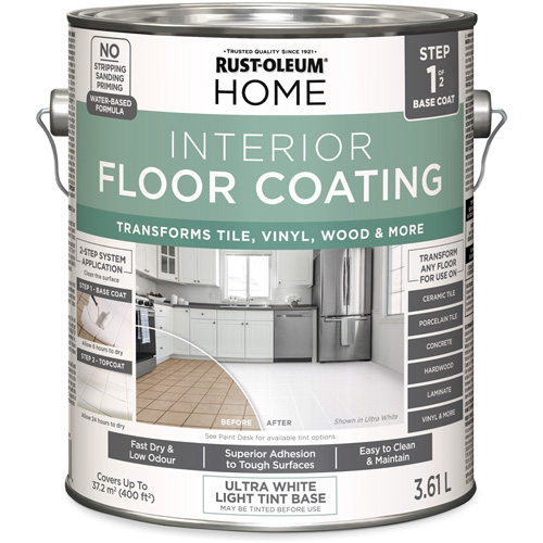 Couche de fond pour syst&egrave;me de rev&ecirc;tement de plancher int&eacute;rieur &agrave; la maison, 3,61 L, &agrave; l'eau, Tr&egrave;s mat, Base &agrave; teinter/Blanc Nuna Depot Inc.
