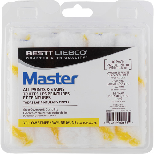 Master Yellow Stripe Mini Roller, 10 mm (3/8") Nap, 101.6 mm (4") L Nuna Depot Inc.