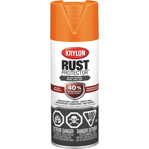 Rust Protector&reg; Enamel Paint, Orange, Gloss, 12 oz., Aerosol Can Nuna Depot Inc.