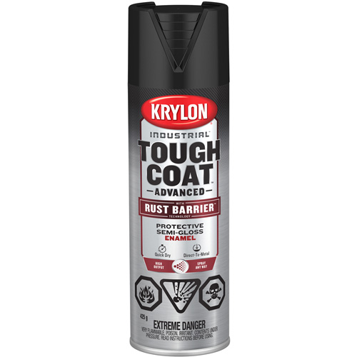 Tough Coat&reg; Advanced Paint with Rust Barrier Technology, Black, Semi-Gloss, 425 g, Aerosol Can Nuna Depot Inc.