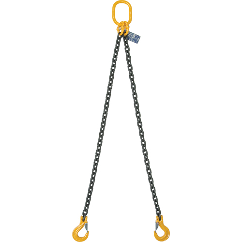 Chain Slings, 80 Chain, Double Legs, Oblong & Grab Hooks, 5/8" x 8' Nuna Depot Inc.