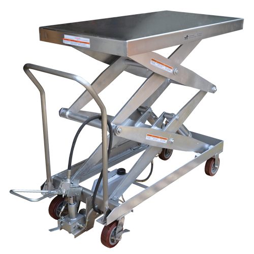 Pneumatic Hydraulic Scissor Lift Table, Stainless Steel, 47-1/4" L x 24" W, 1500 lbs. Cap. Nuna Depot Inc.
