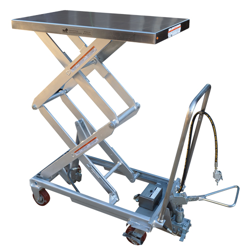 Table &eacute;l&eacute;vatrice &agrave; ciseaux hydraulique pneumatique, Acier inoxydable, 35-1/2" lo x 20" la, Cap. 800 lb Nuna Depot Inc.