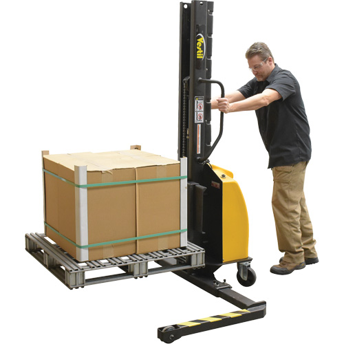 Narrow Mast Powered Lift Stacker, Electric Operated, 1000 lbs. Capacity, 63" Max Lift Nuna Depot Inc.