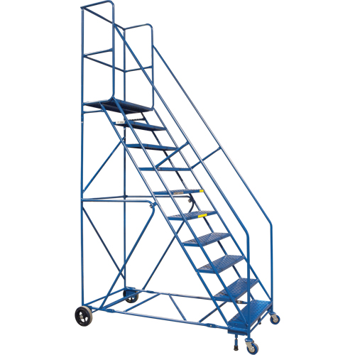 CSA-Certified Rolling Step Ladder with Locking Step, 10 Steps, 30" Step Width, 89" Platform Height, Steel Nuna Depot Inc.