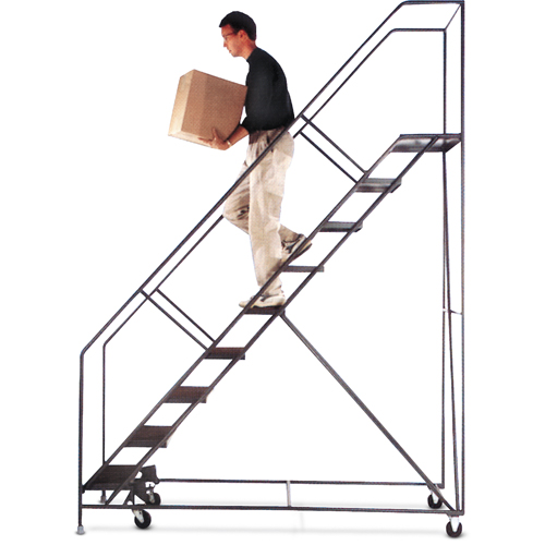 Slope Rolling Ladder, 8 Steps, Anti-Skid, 50° Incline, 80" High Nuna Depot Inc.