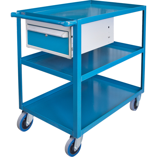 Heavy Duty Shelf Cart with Drawer, 1200 lbs. Capacity, Steel, 24" x W, 36" x H, 36" D, Rubber Wheels, All-Welded, 1 Drawers Nuna Depot Inc.
