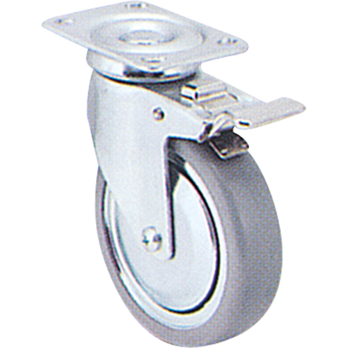 Zinc Plated Caster, Swivel with Brake, 3" (76 mm), Polyolefin, 180 lbs. (82 kg.) Nuna Depot Inc.