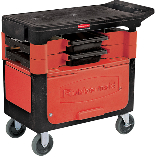 Trades Carts With Lockable Cabinet, 2 Drawers, 38" L x 19-1/4" W x 33-3/8" H, Black Nuna Depot Inc.