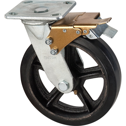 Roulette moul&eacute;, Pivotant avec frein, 8" (203,2 mm), Caoutchouc, 660 lb (299 kg) Nuna Depot Inc.