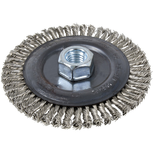 Brosse pour cordon de soudure, Dia. 5", Fils 0,022", Arbre 5/8"-11, Acier inoxydable Nuna Depot Inc.