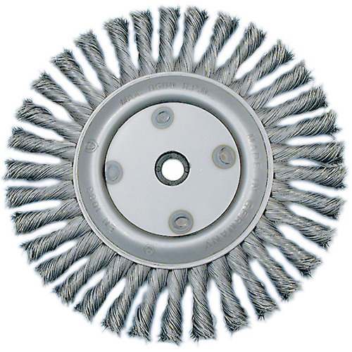 Knot Twisted Wire Wheel, 6" Dia., 0.02" Fill, 5/8"-1/2 Arbor, Steel Nuna Depot Inc.