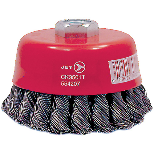 Brosse boisseau &agrave; fils nou&eacute;s torsad&eacute;s haute performance CK3501T, Dia. 3-1/2", Fils 0,02", Arbre 5/8"-11, Acier Nuna Depot Inc.