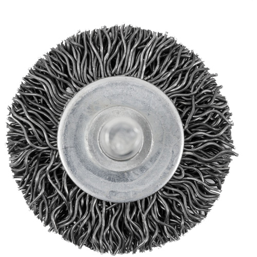 Brosse radiale &agrave; fils cr&ecirc;p&eacute;s mont&eacute; sur mandrin 126, 1-1/2", Fils 0,02", Tige 1/4" Nuna Depot Inc.