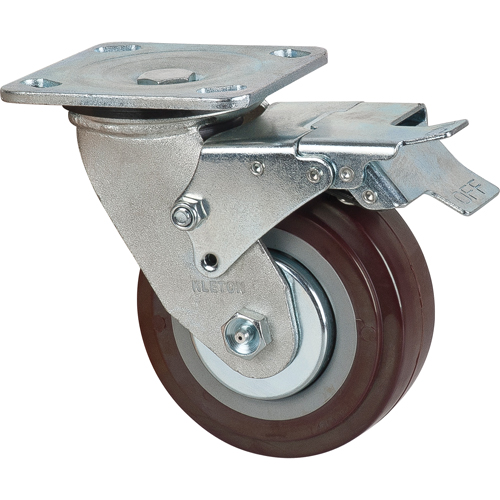 Roulette, Pivotant avec frein, 5" (127 mm), Polyur&eacute;thane, 650 lb (294 kg) Nuna Depot Inc.