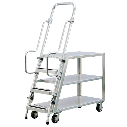 Chariot de pr&eacute;paration en aluminium avec &eacute;chelle, Aluminium, 22" la x 51-1/2" p, 3 tablettes, Capacit&eacute; 800 lb Nuna Depot Inc.