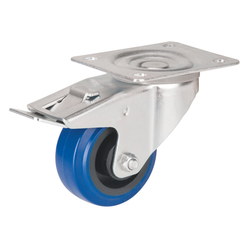 Roulette bleue, Pivotant avec frein, 3" (76 mm), Caoutchouc, 285 lb (129 kg) Nuna Depot Inc.