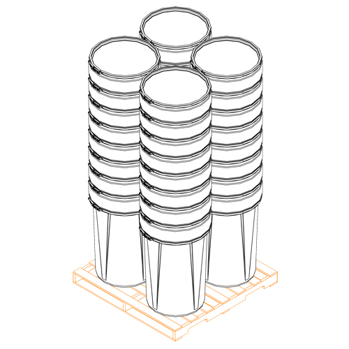 Baril emboîtable en poly&eacute;thyl&egrave;ne, 55 gal. US (45 gal. imp.), Dessus ouvert, Jaune Nuna Depot Inc.
