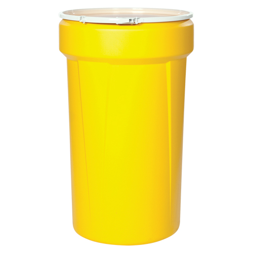 Baril emboîtable en poly&eacute;thyl&egrave;ne, 30 gal. US (25 gal. imp.), Dessus ouvert, Jaune Nuna Depot Inc.