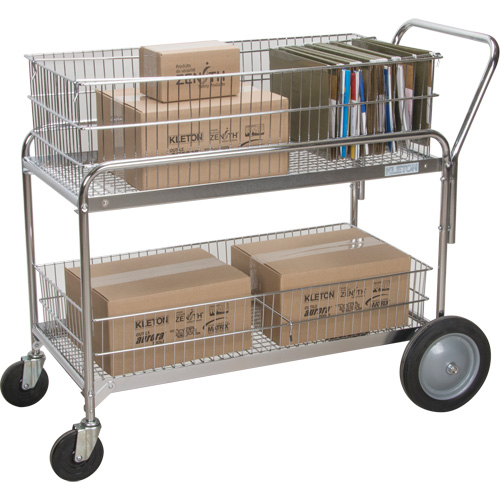 Chariot de bureau en treillis m&eacute;tallique pour le courrier, 250 lb Capacit&eacute;, Chrome, 23" p x 42" la x 38" h, Chrom&eacute; Nuna Depot Inc.