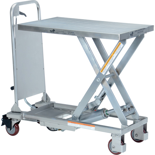 Manual Hydraulic Scissor Lift Table, 27-1/2" L x 17-5/8" W, Partial Stainless Steel, 400 lbs. Capacity Nuna Depot Inc.